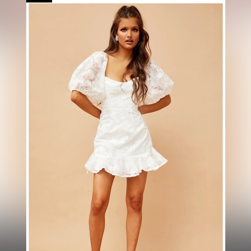 Sage and Paige Clarissa lace mini dress white